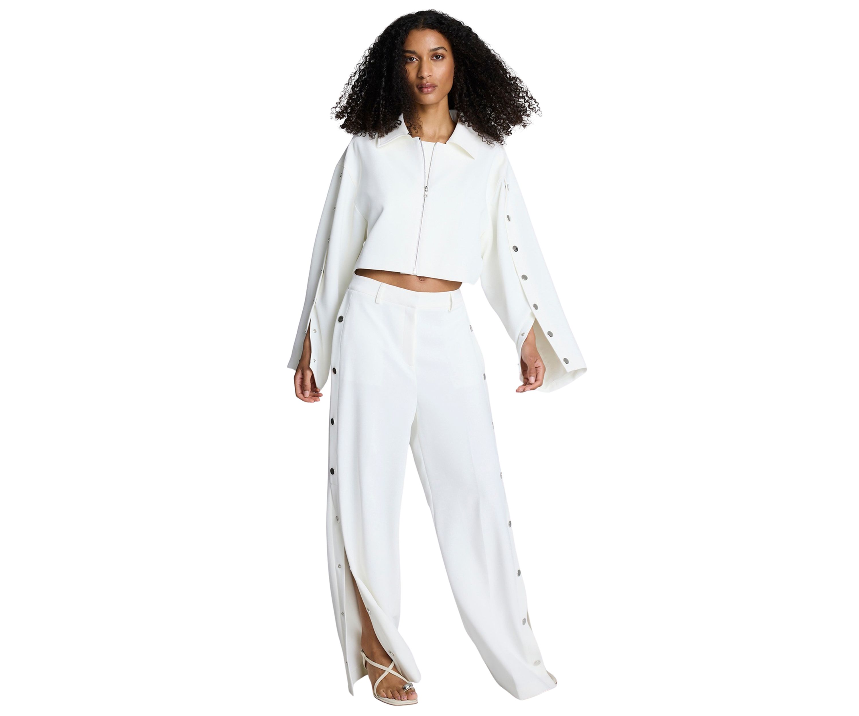Womens Button Long Sleeve Zip Front Jacket
