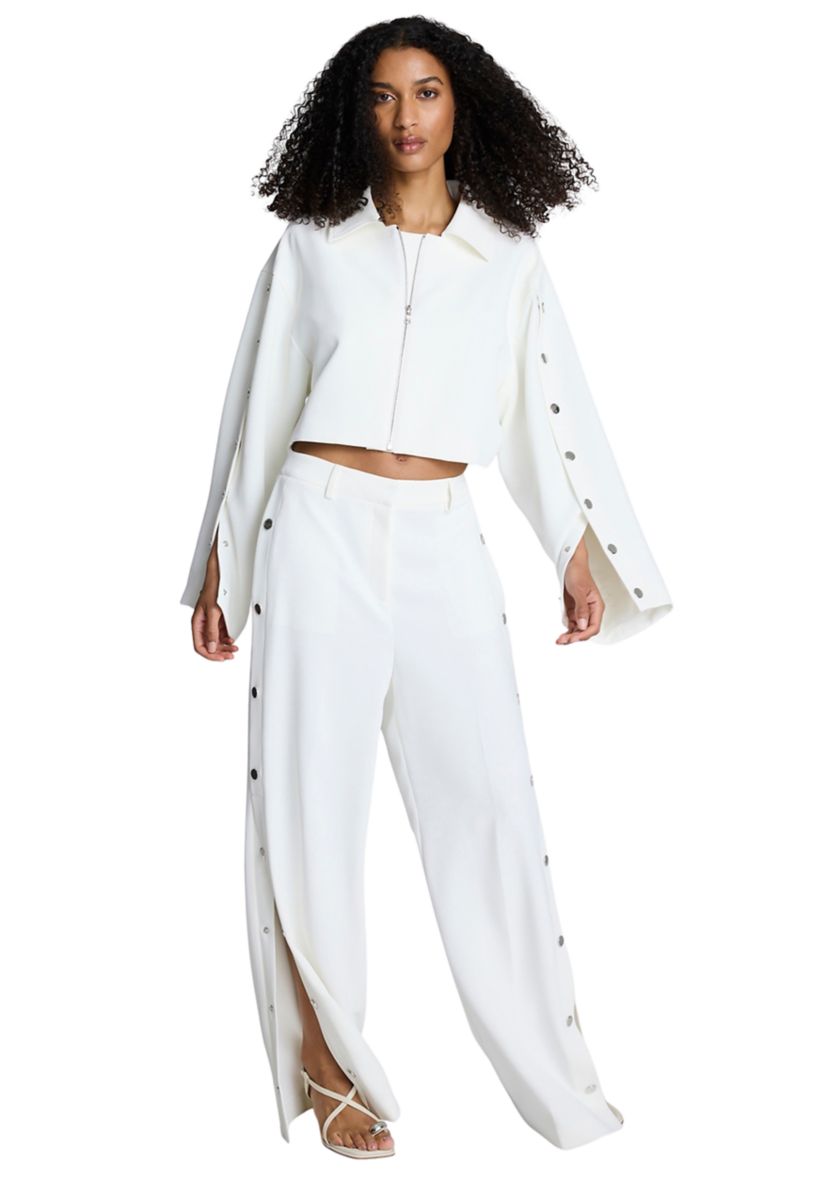 Womens Button Long Sleeve Zip Front Jacket