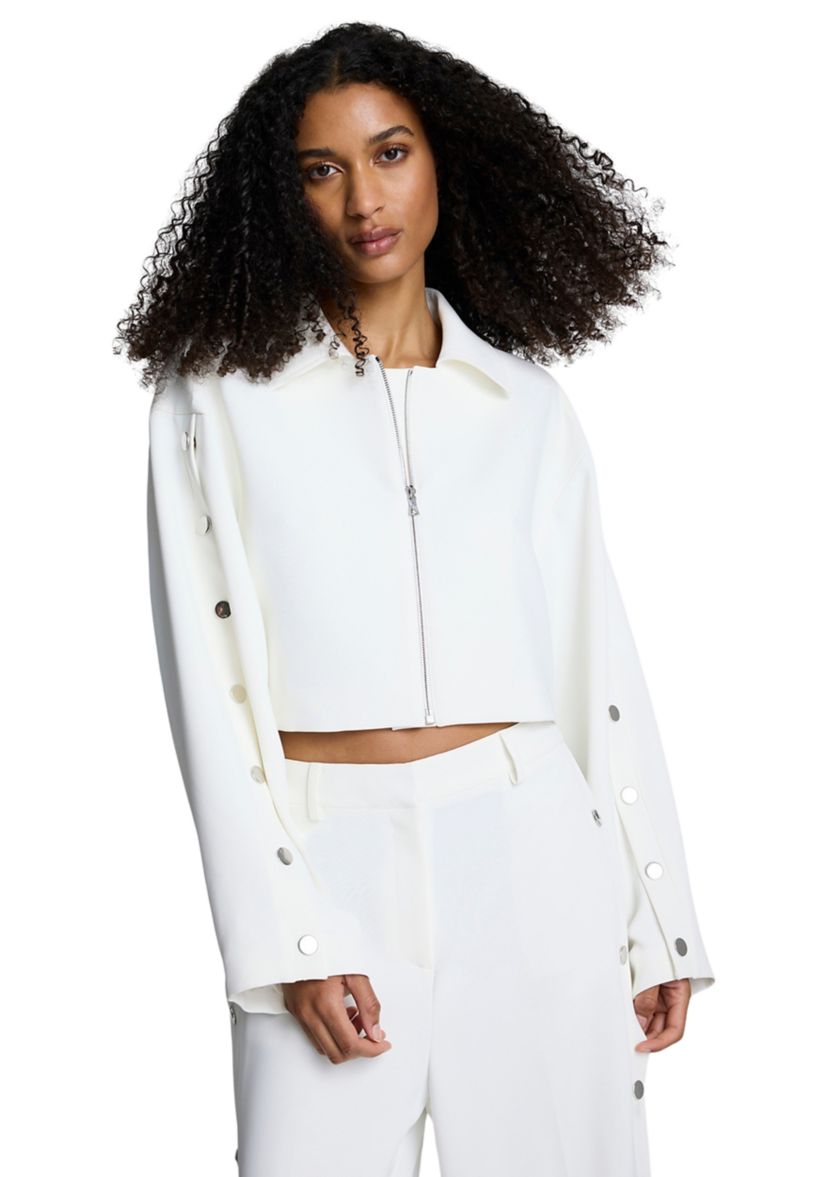 Womens Button Long Sleeve Zip Front Jacket