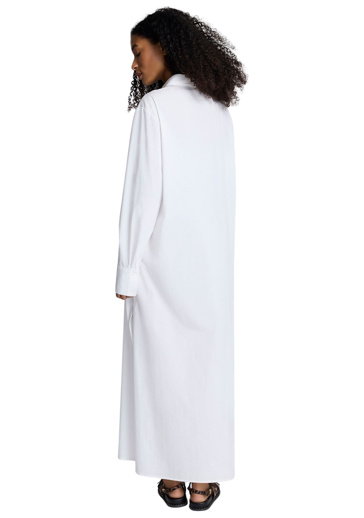 Womens Long Sleeve Button Front Tunic Shirtdress