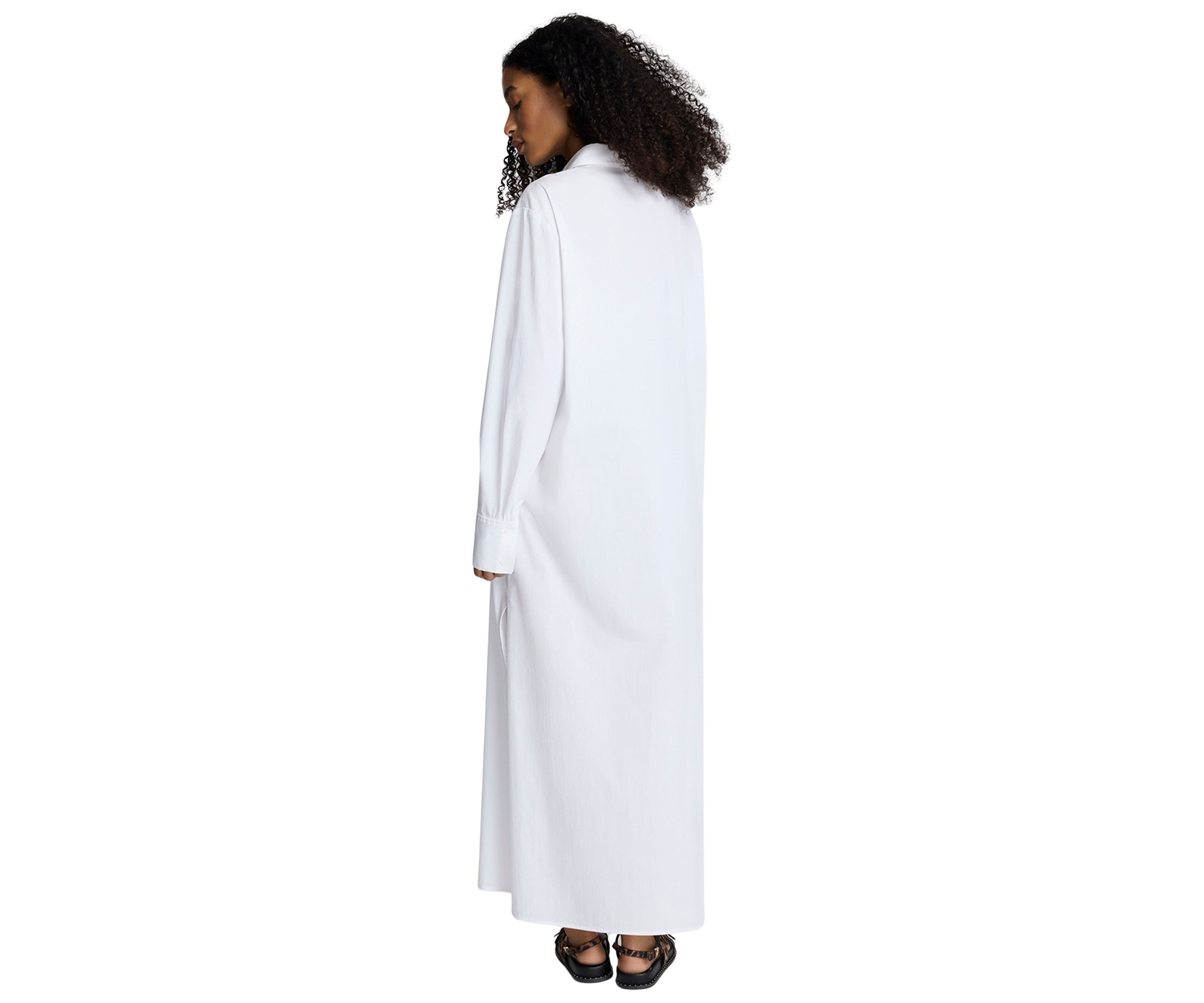 Womens Long Sleeve Button Front Tunic Shirtdress