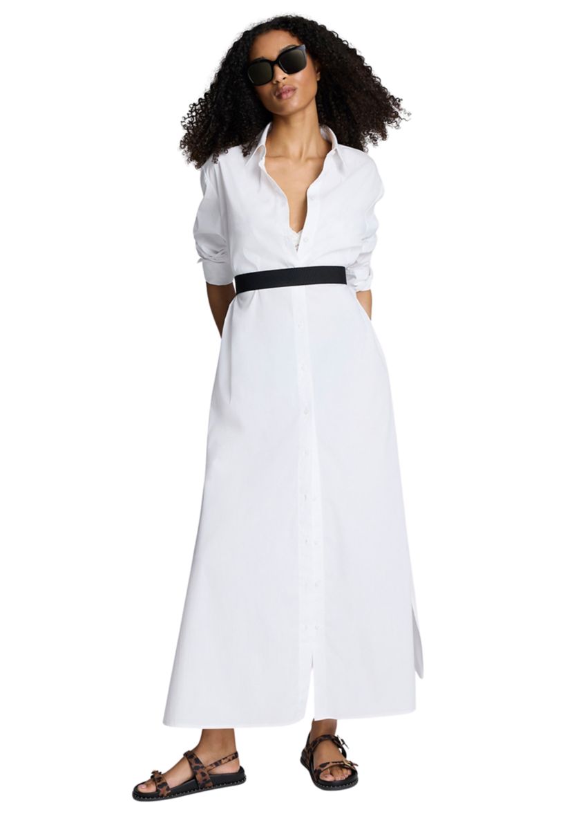 Womens Long Sleeve Button Front Tunic Shirtdress
