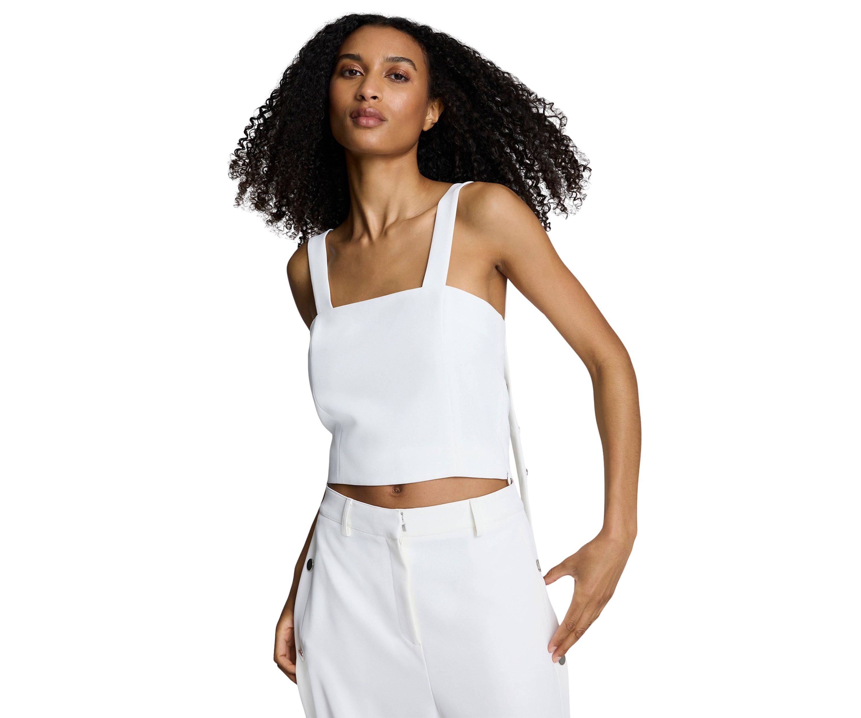Womens Button Strap Bustier Tank Top