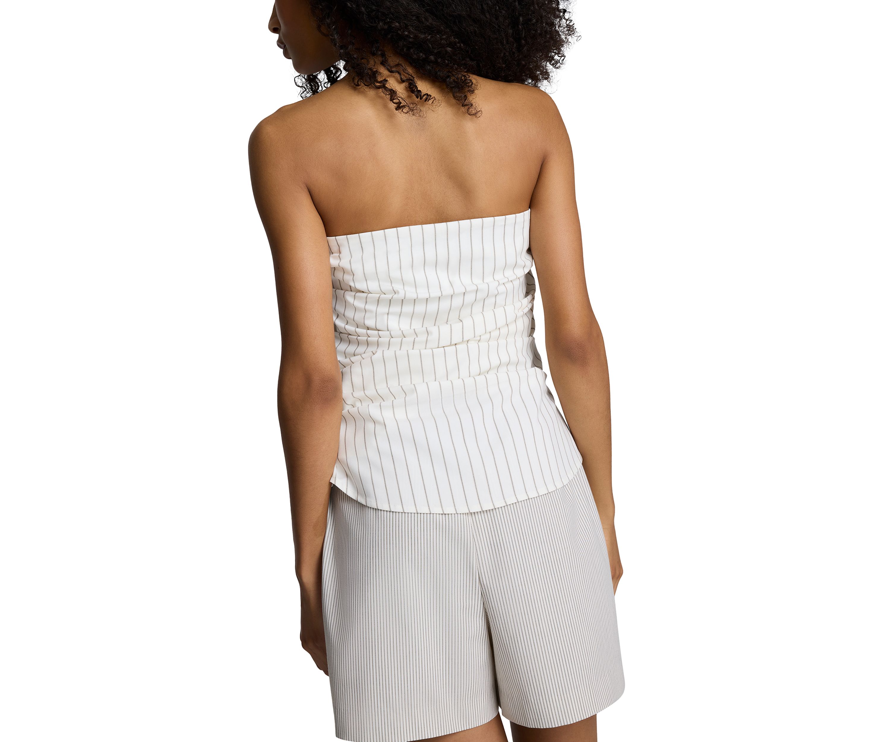 Womens Asymmetrical Button Stripe Bustier Top