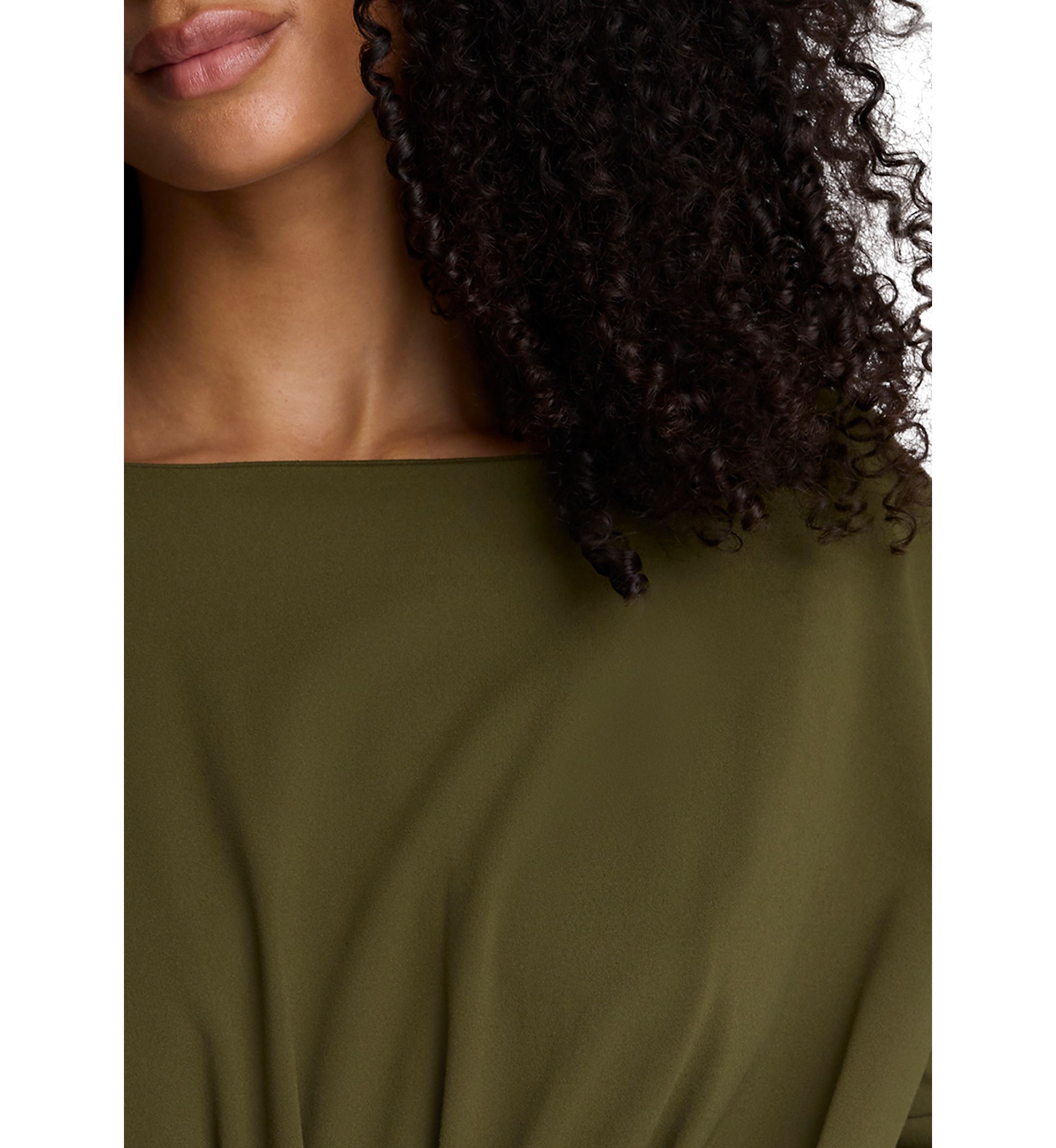 Womens Long Sleeve Lace Sculpted Boat Neck Brushed Scuba Top 