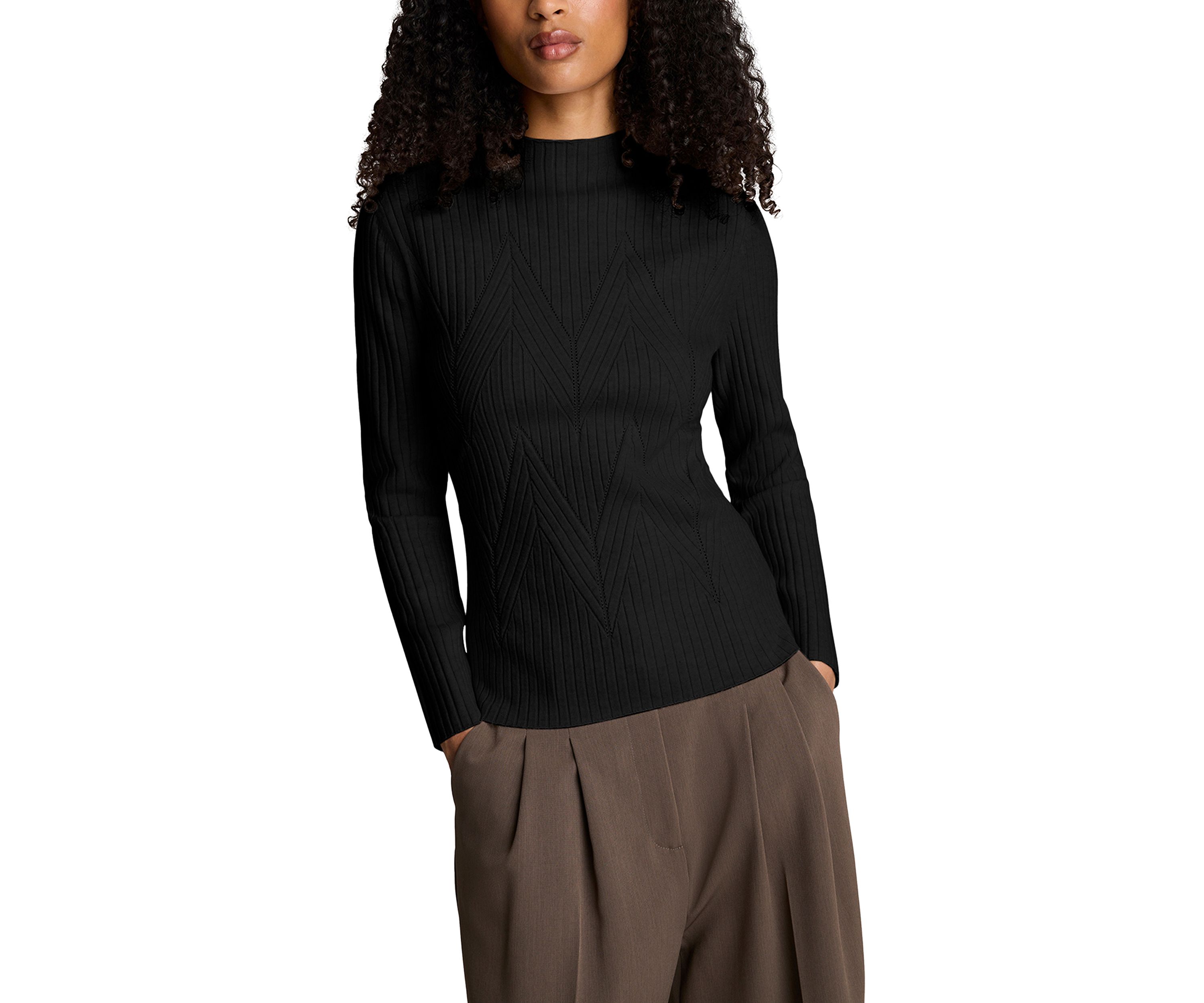 Womens Ribbed Mock Neck Sweater 