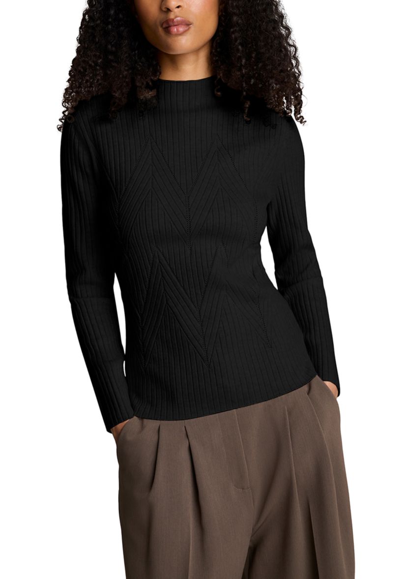 Womens Ribbed Mock Neck Sweater 