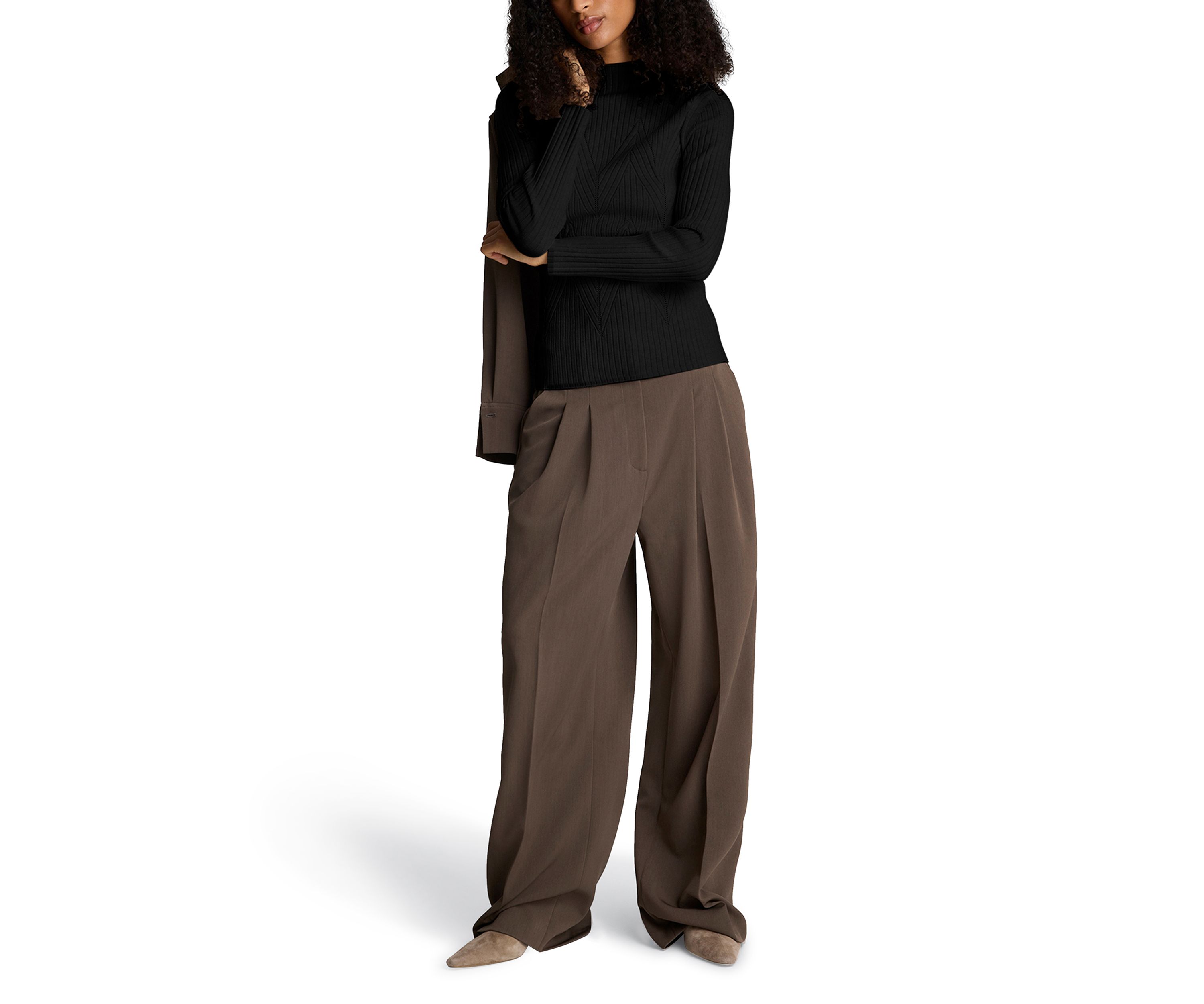 Womens Ribbed Mock Neck Sweater 