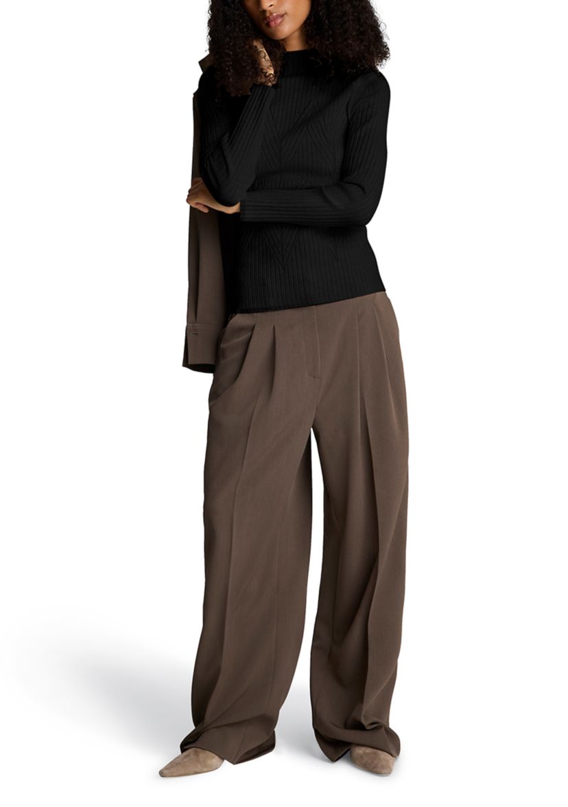 Womens Ribbed Mock Neck Sweater 