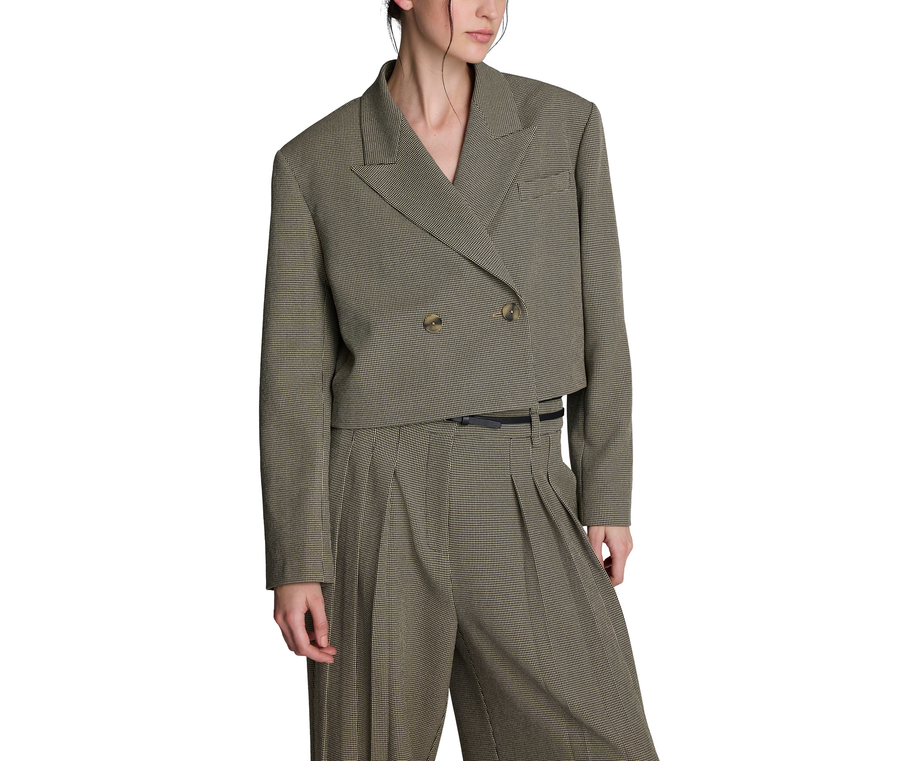 Womens Double Breasted Notch Collar Menswear Blazer 