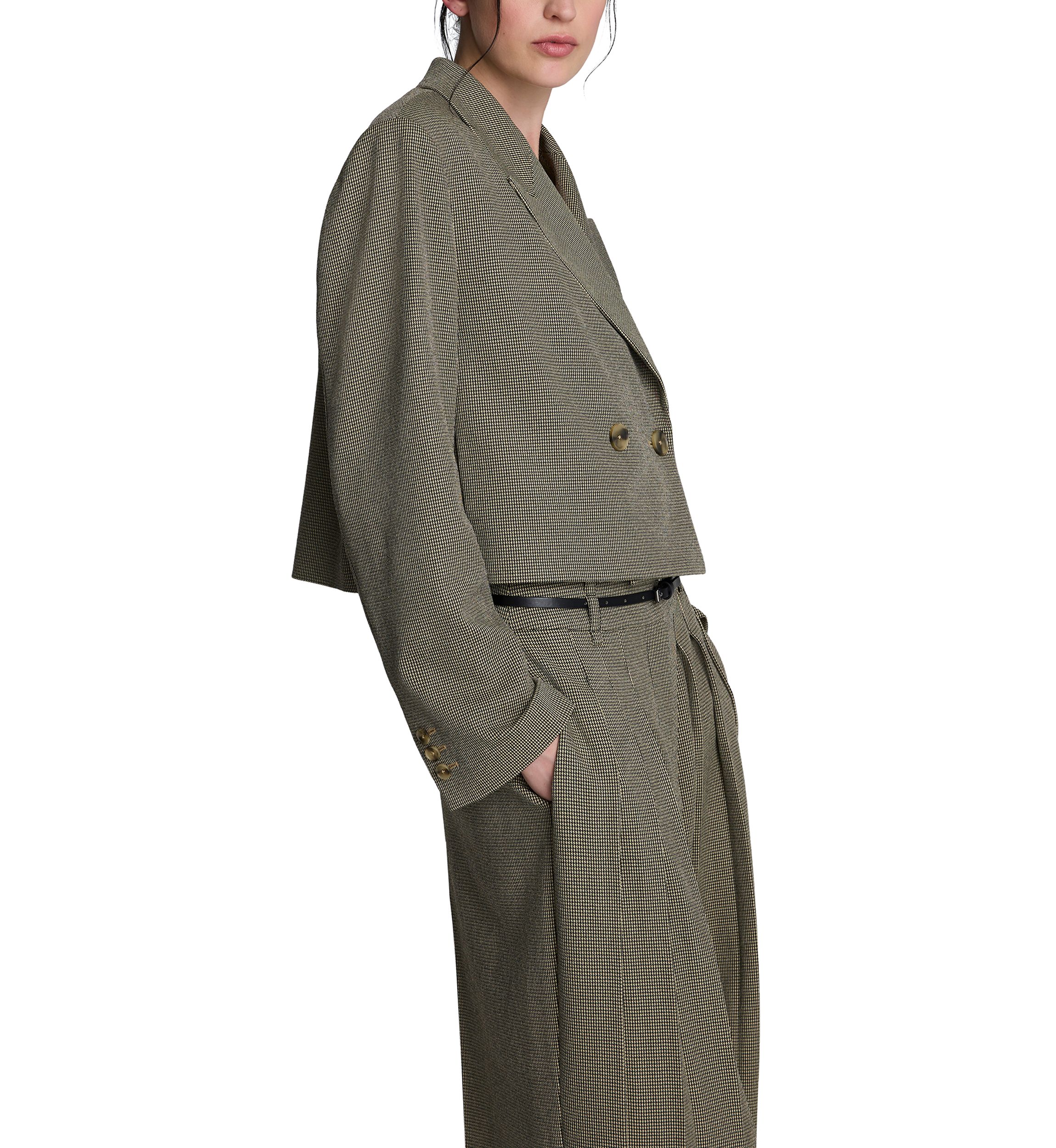 Womens Double Breasted Notch Collar Menswear Blazer 