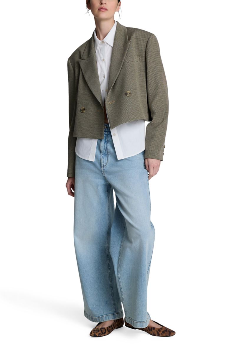 Womens Double Breasted Notch Collar Menswear Blazer 
