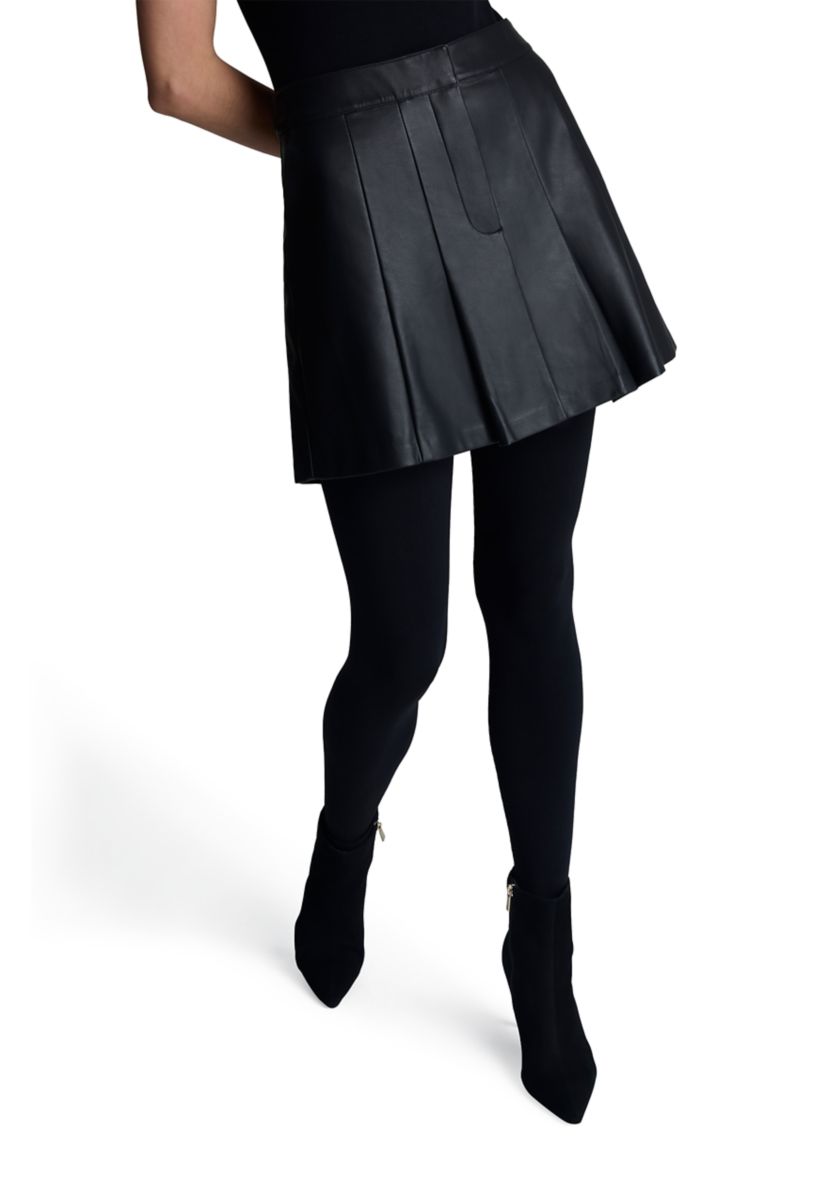 Womens Pleated Vegan Leather Skirt