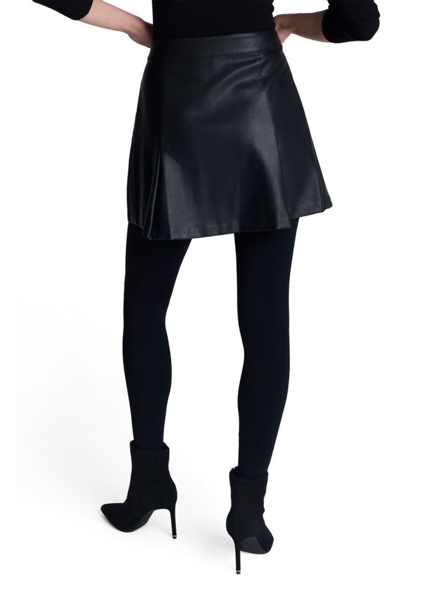 Womens Pleated Vegan Leather Skirt