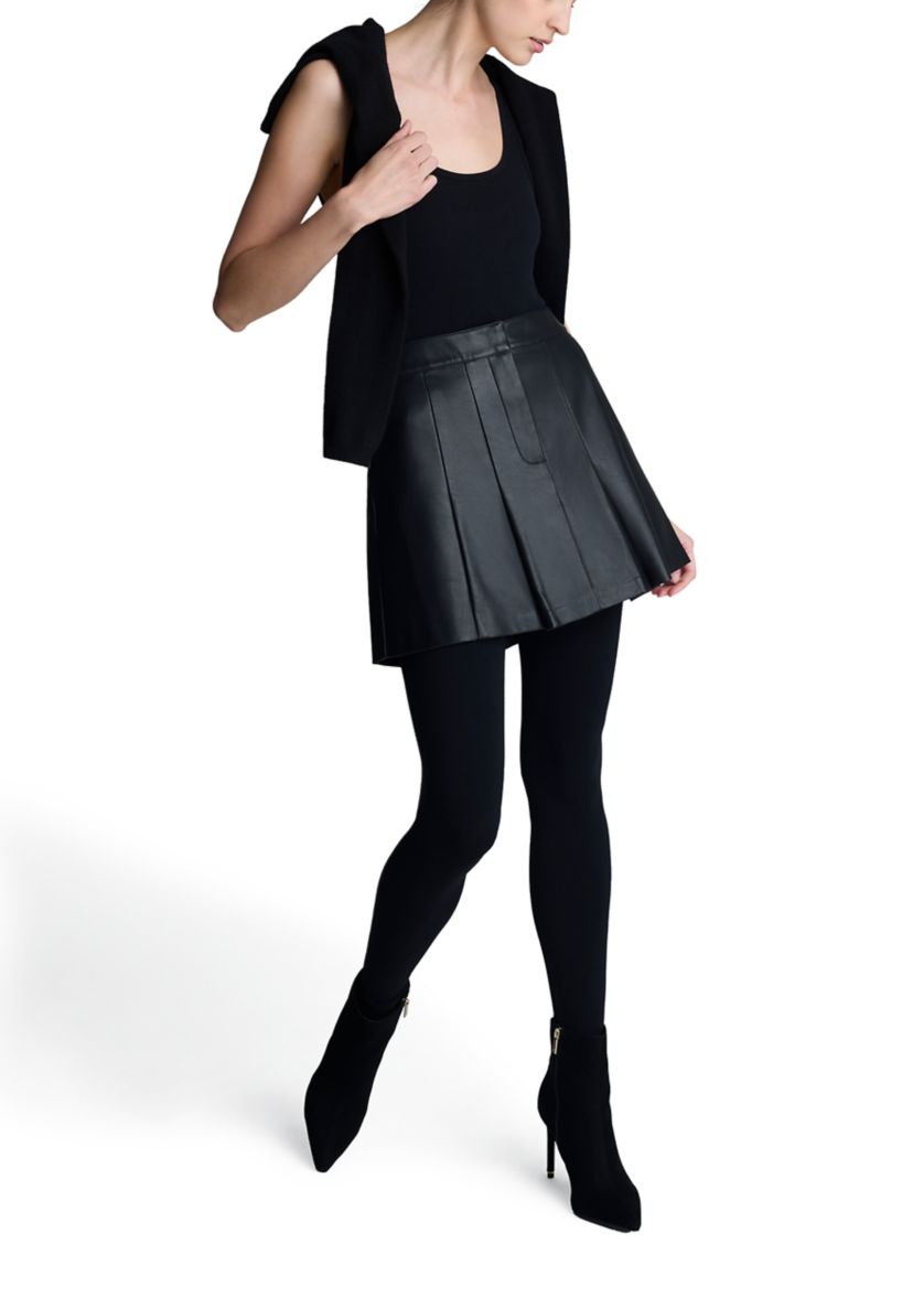 Womens Pleated Vegan Leather Skirt