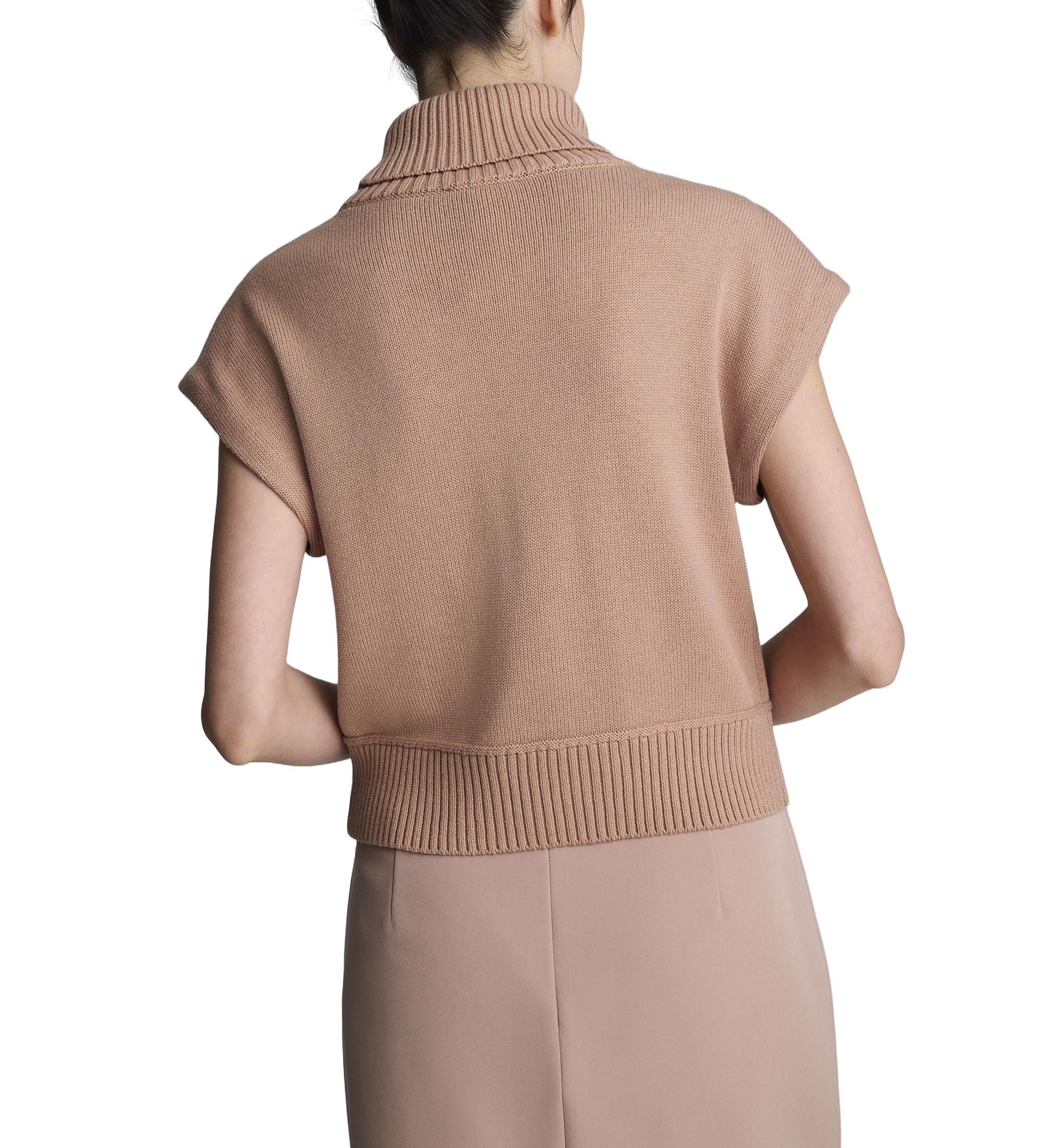 Womens Cap Sleeve Mock Neck Sweater 