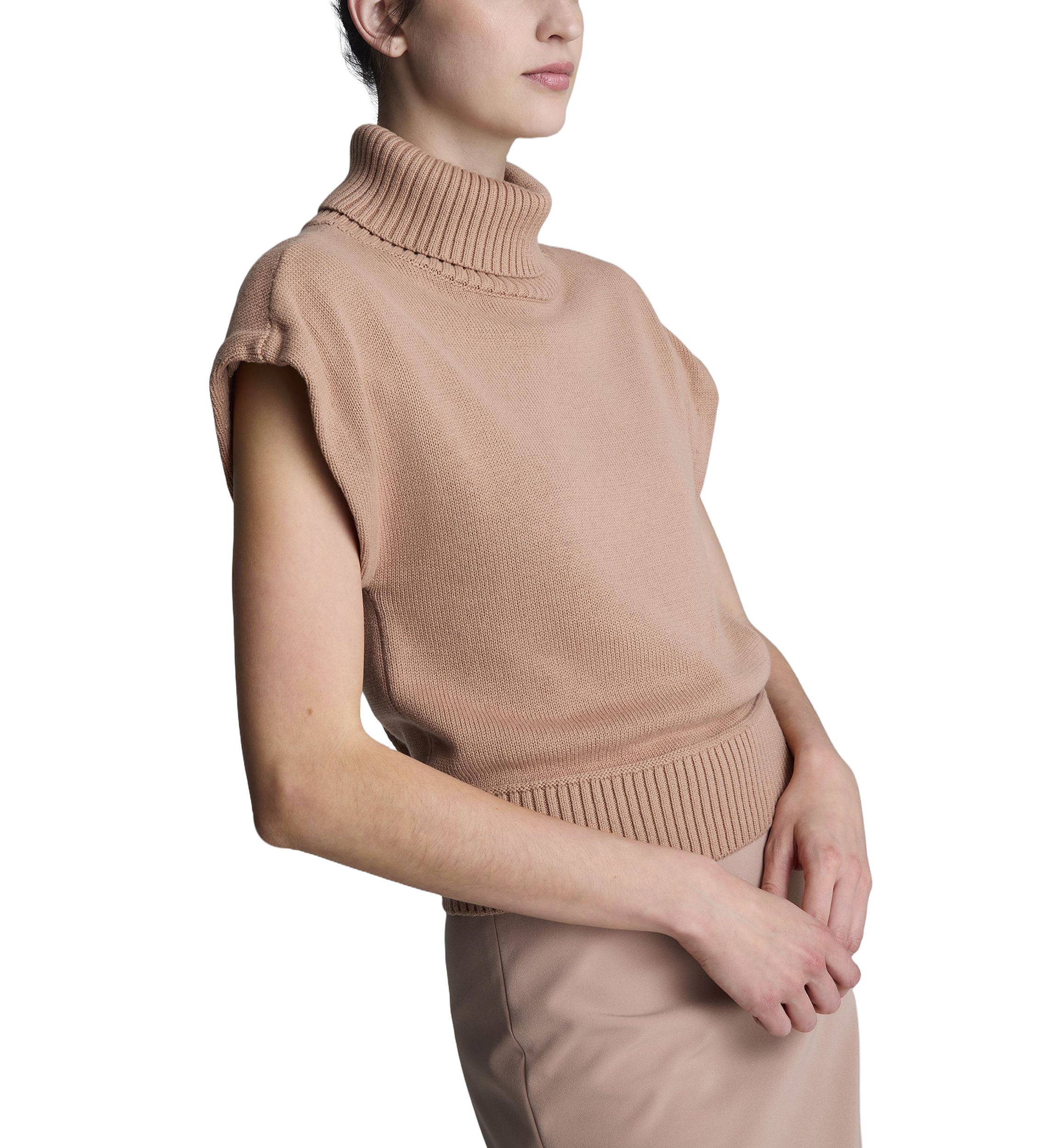 Womens Cap Sleeve Mock Neck Sweater 
