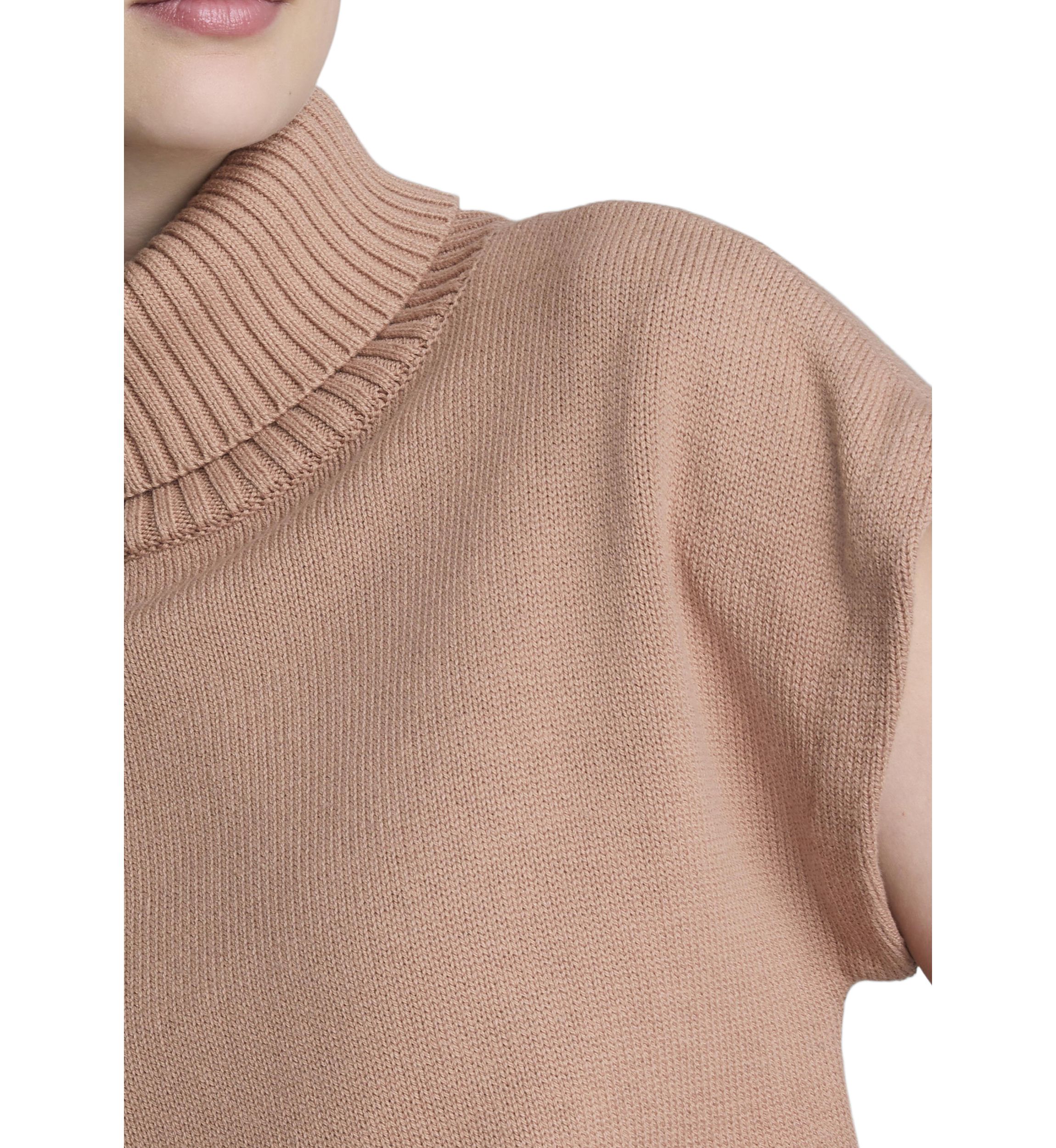 Womens Cap Sleeve Mock Neck Sweater 