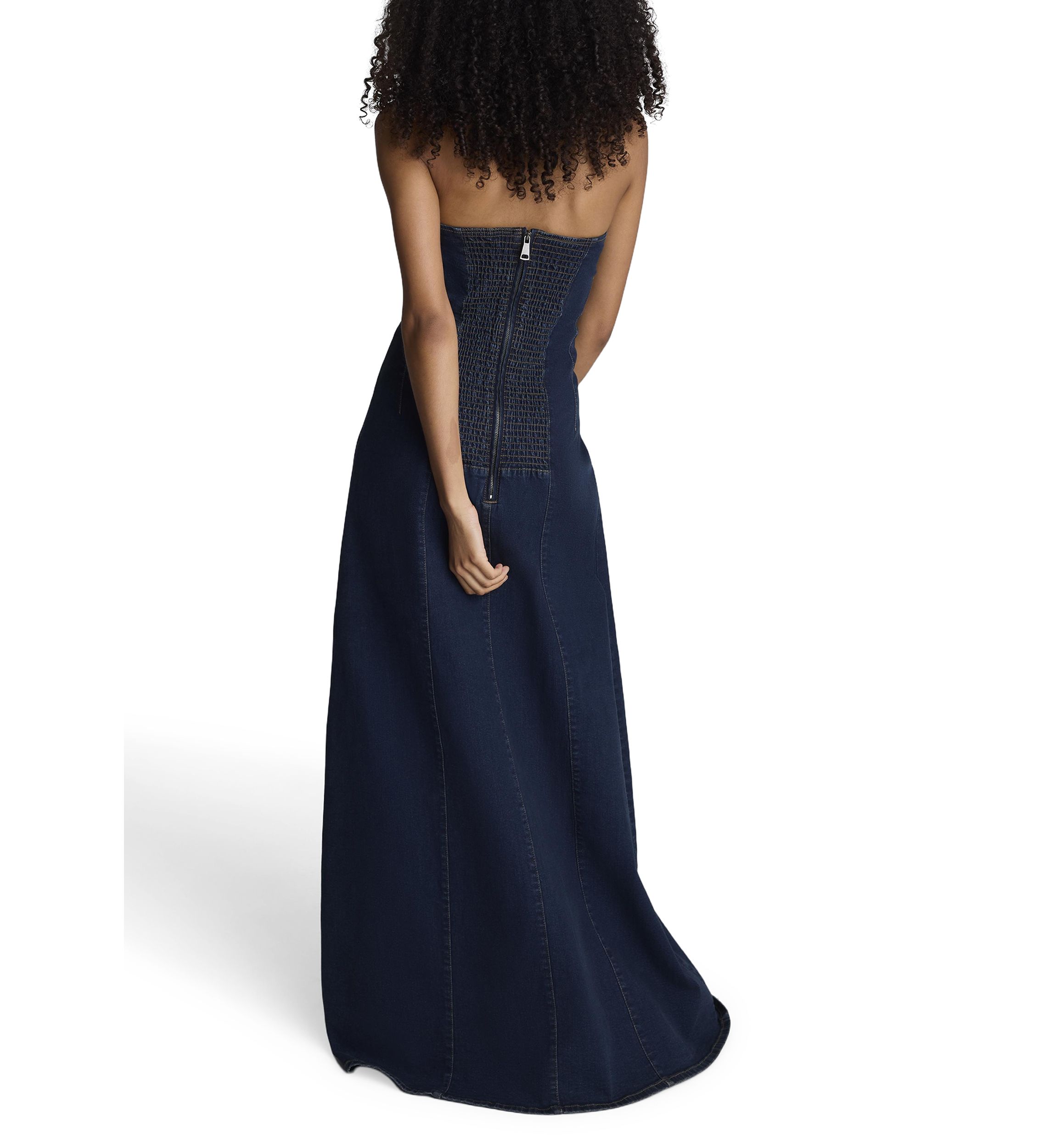 Womens Strapless A-Line Denim Dress