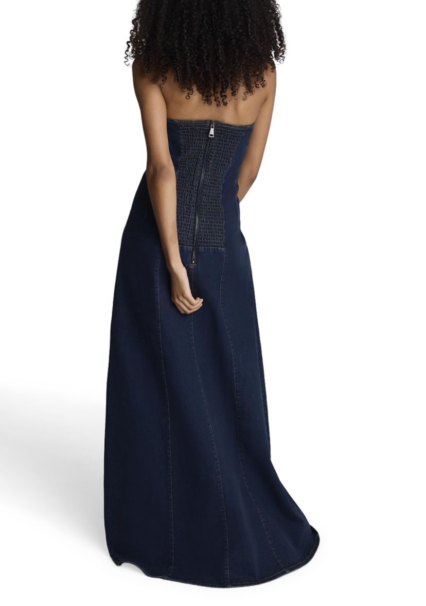 Womens Strapless A-Line Denim Dress