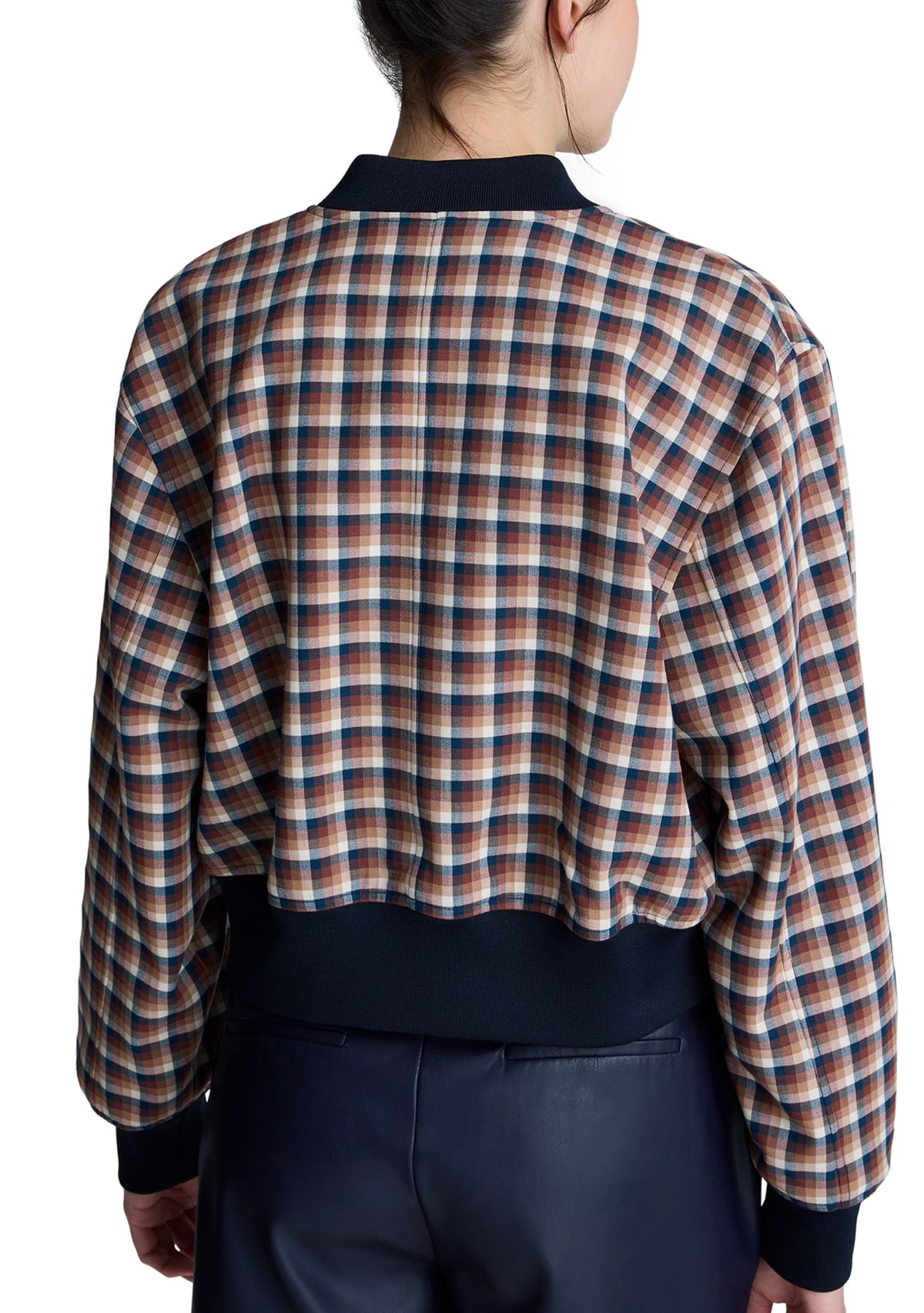 Womens Plaid Bomber Jacket 