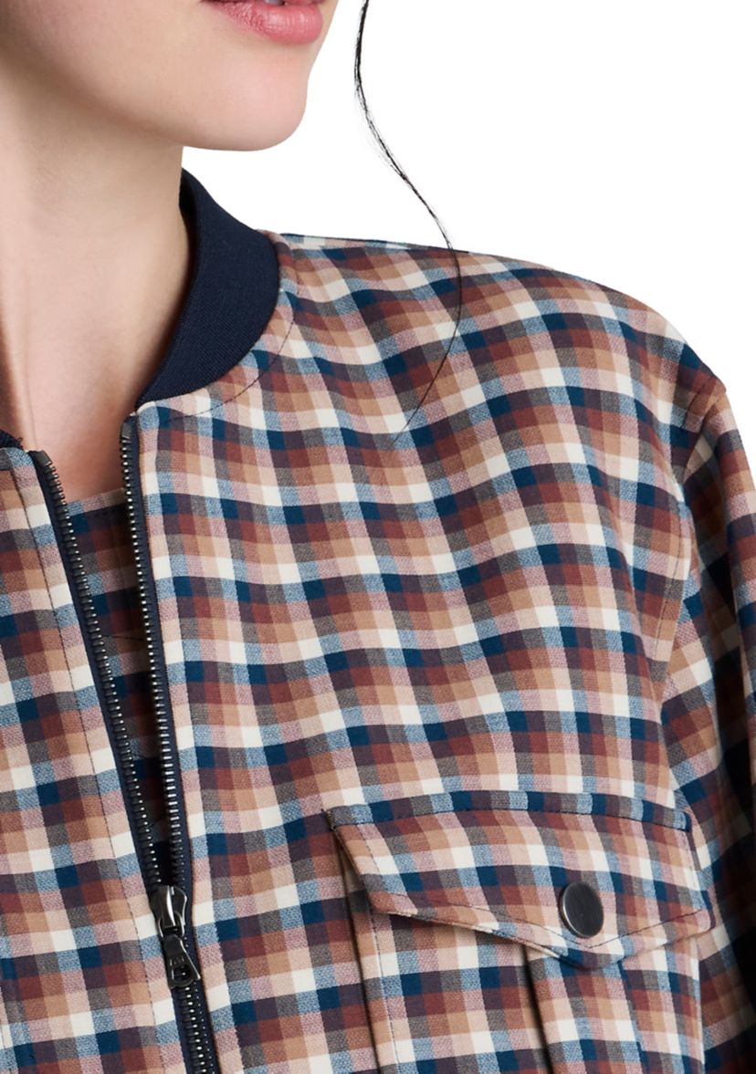 Womens Plaid Bomber Jacket 