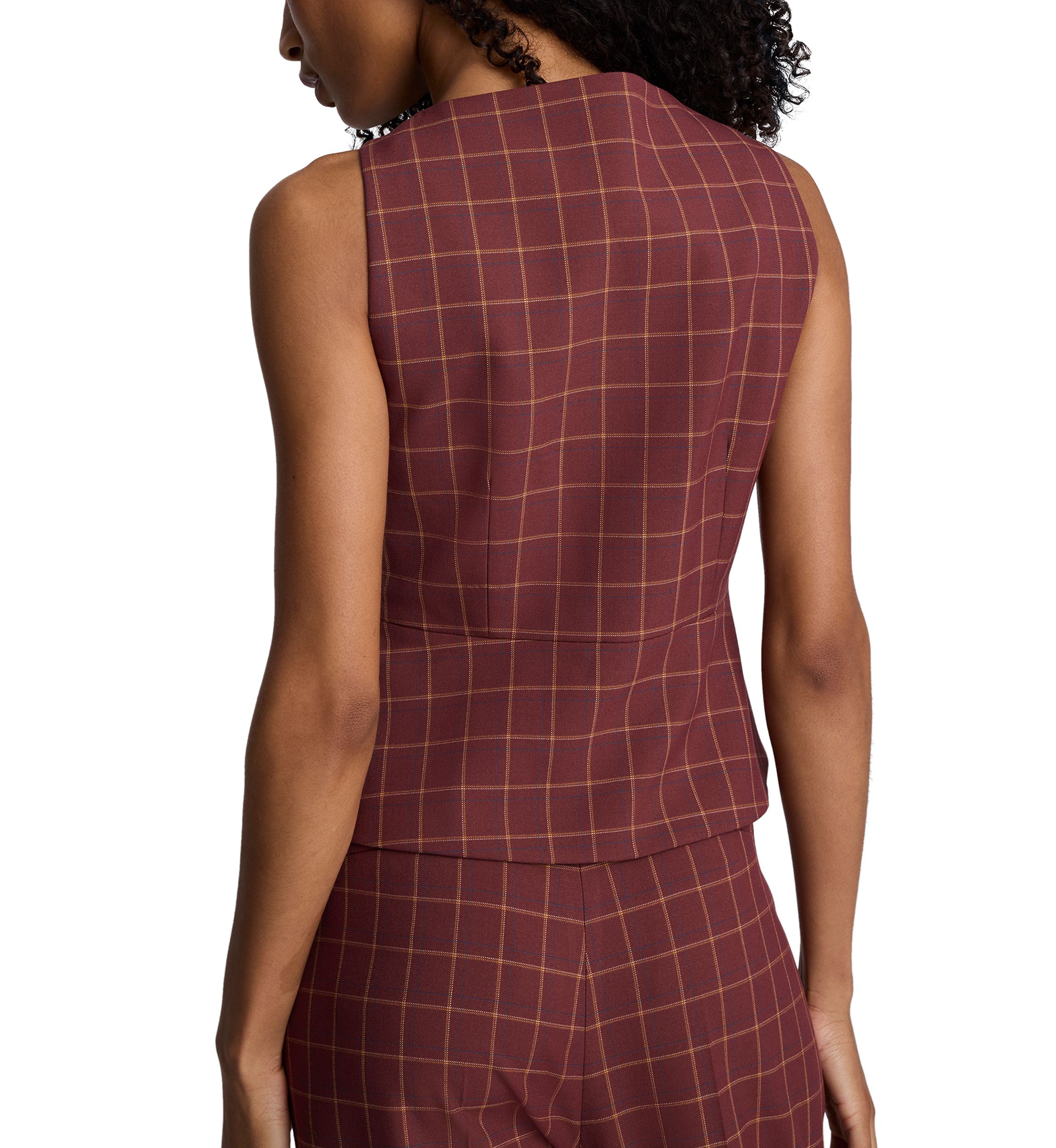 Womens Peplum Plaid Vest