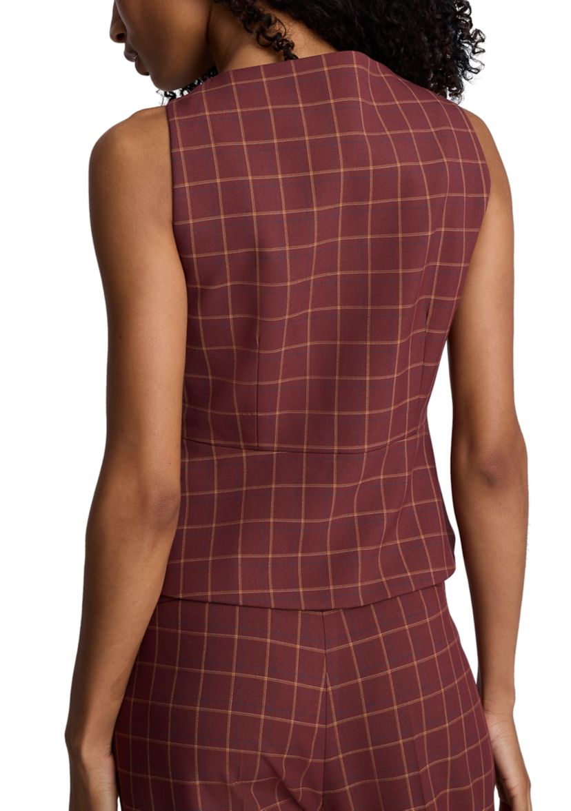 Womens Peplum Plaid Vest