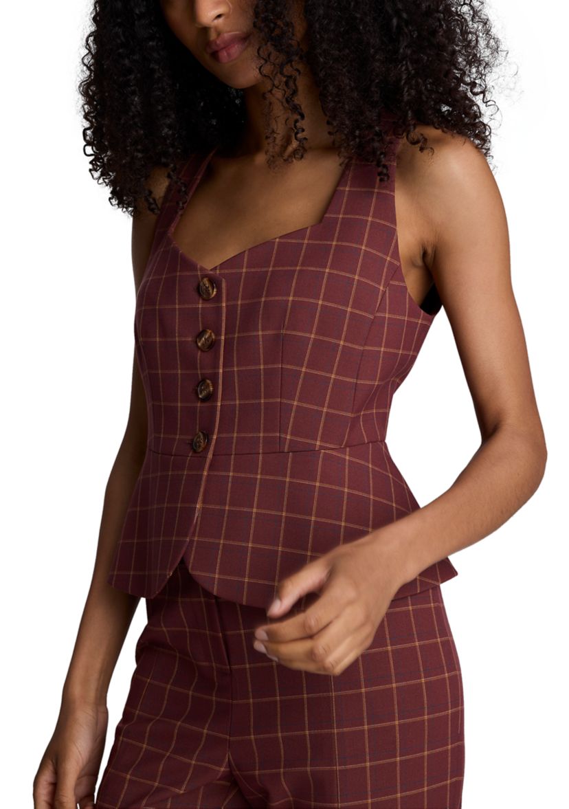 Womens Peplum Plaid Vest