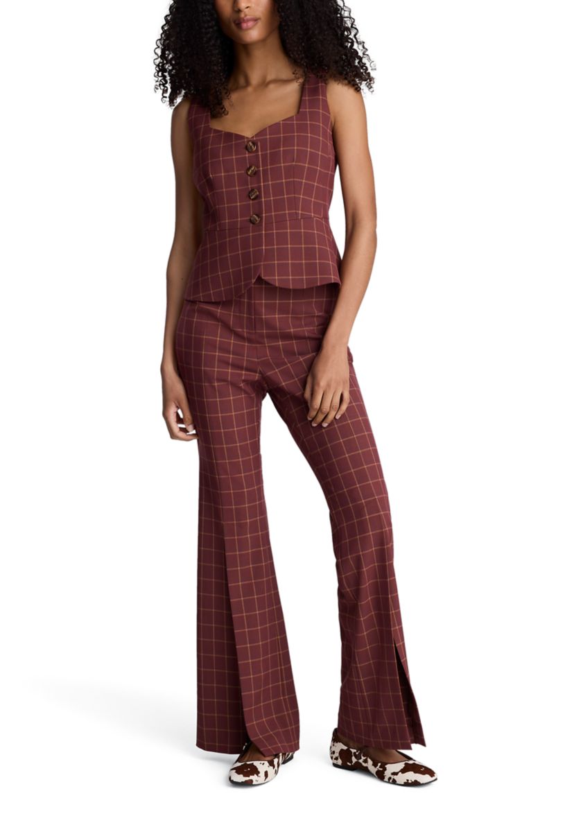 Womens Peplum Plaid Vest