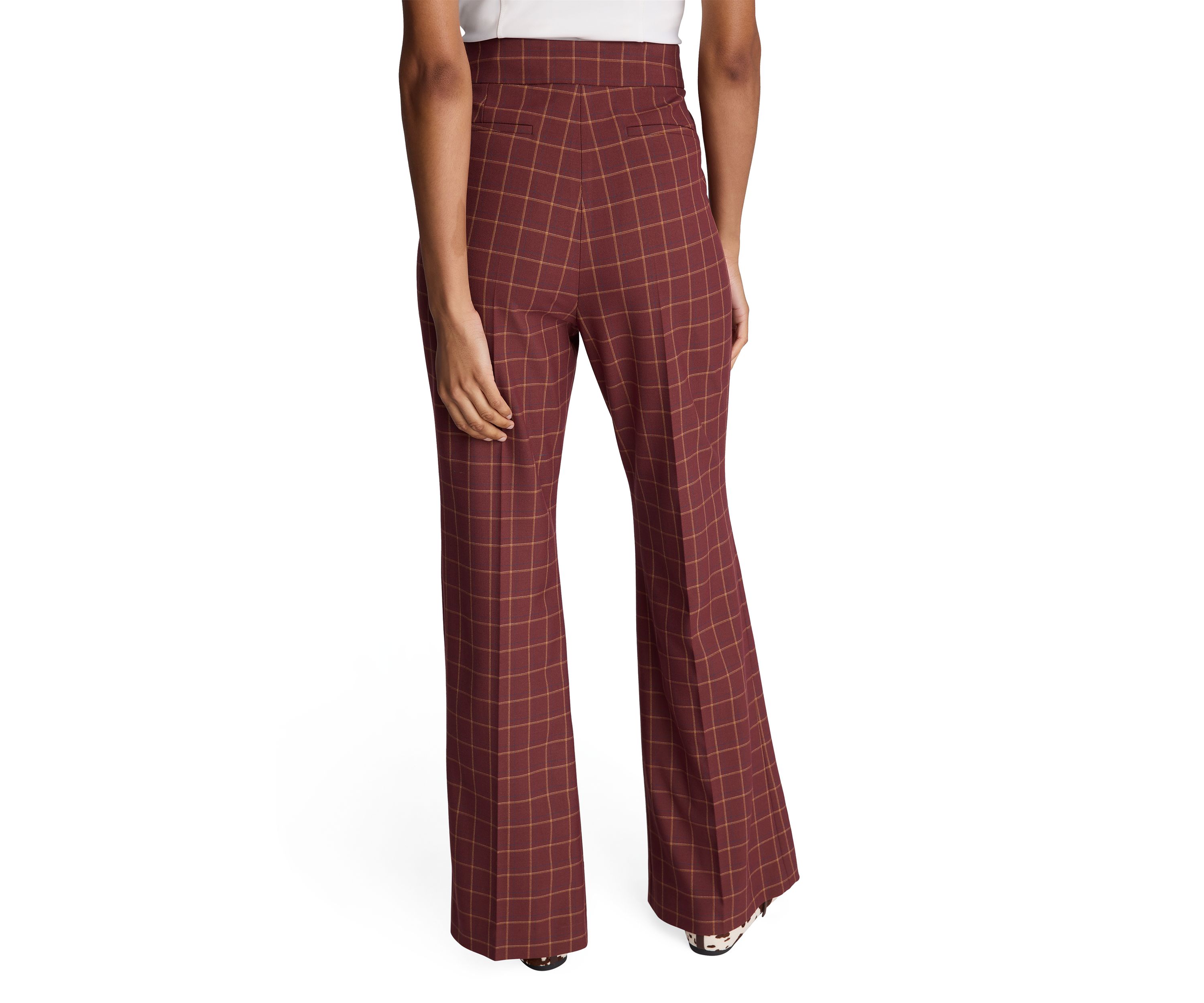 Womens Plaid Slit Leg Pants