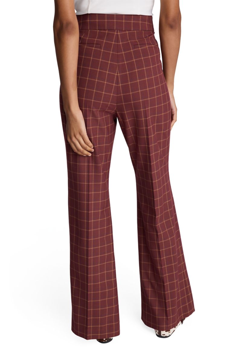 Womens Plaid Slit Leg Pants