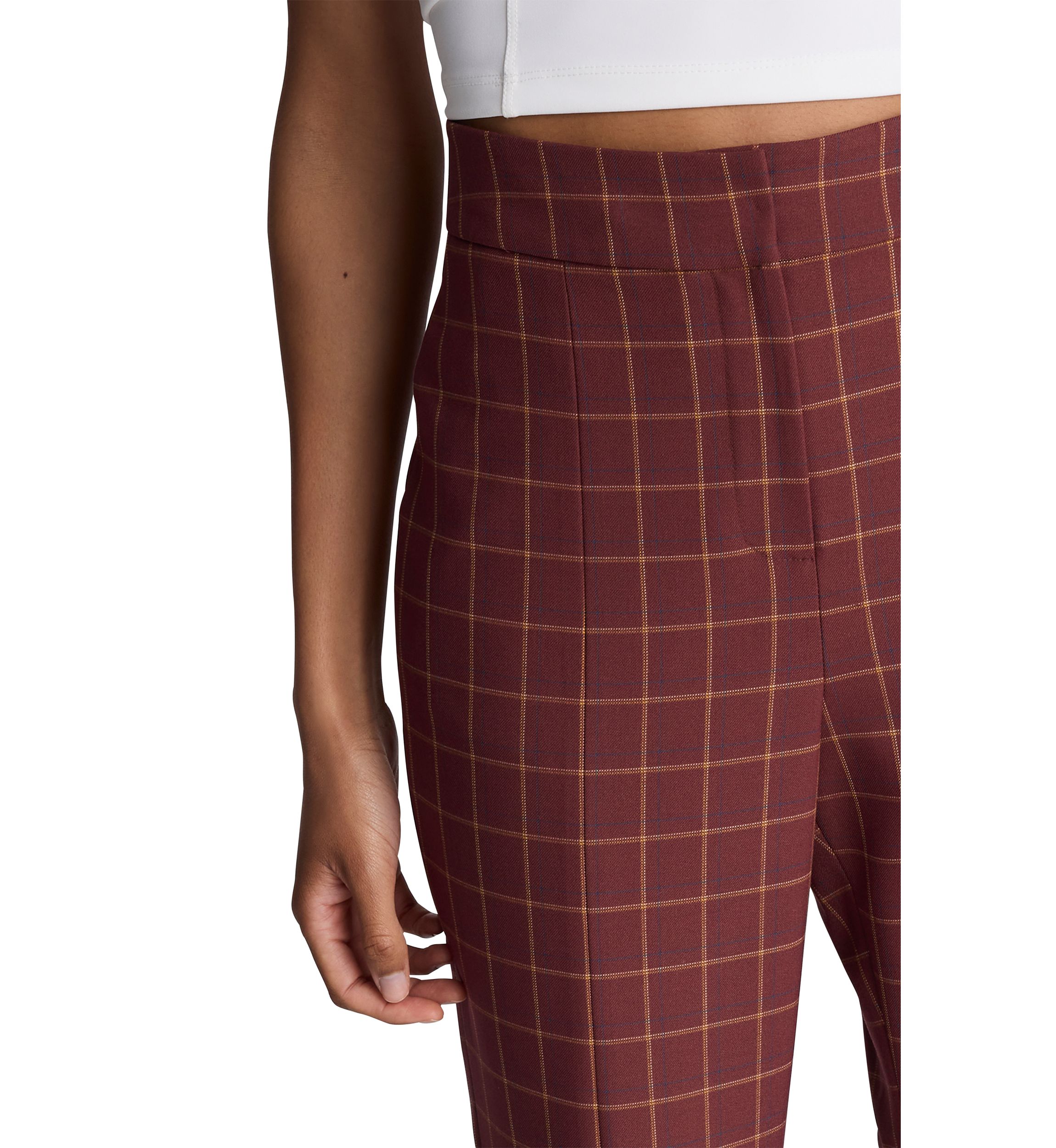 Womens Plaid Slit Leg Pants