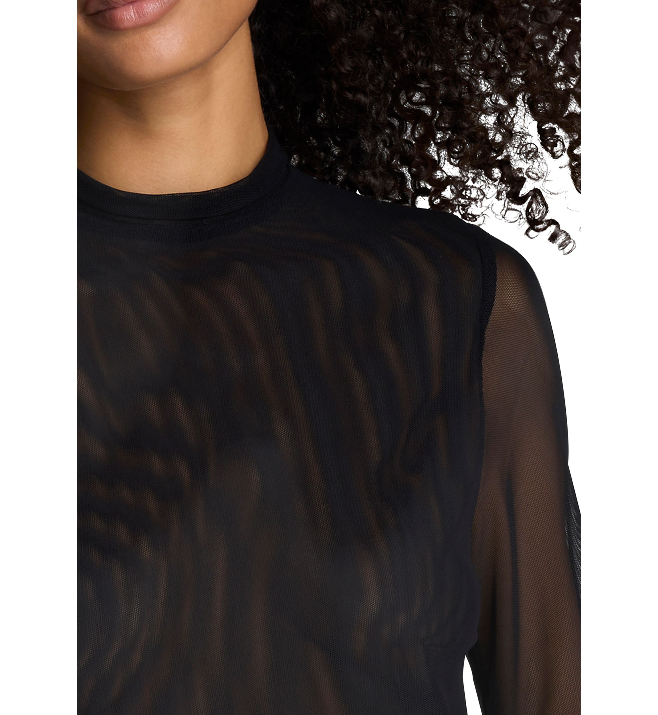 Womens Long Sleeve Mock Neck 2Fer Vegan Leather Dress
