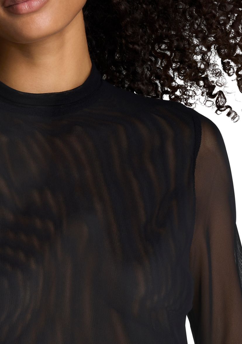 Womens Long Sleeve Mock Neck 2Fer Vegan Leather Dress