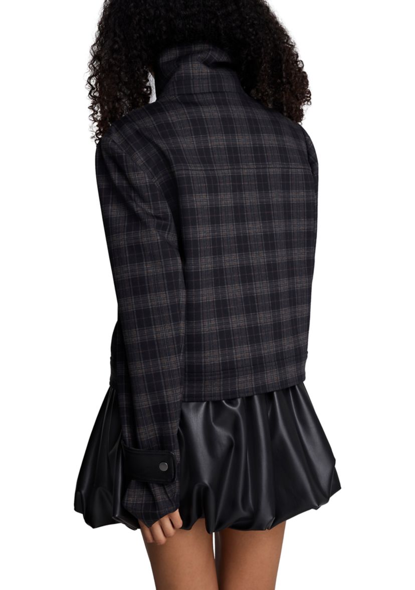Womens Long Sleeve Plaid One Pocket Jacket 