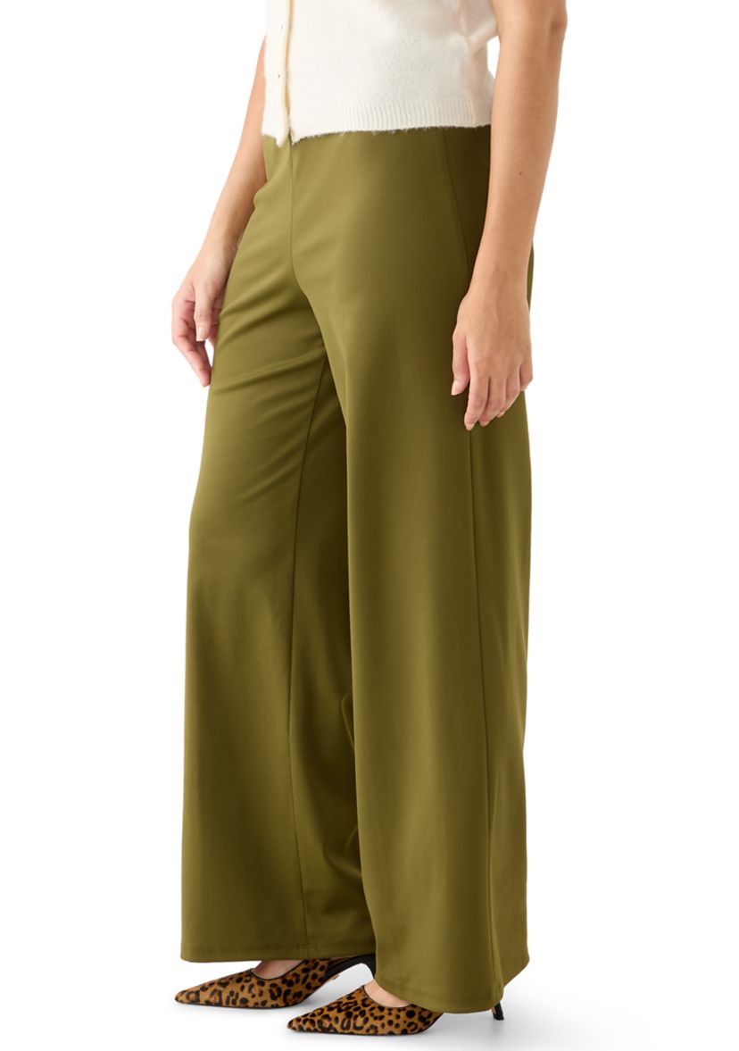 Womens Wide Leg Brush Scuba Pants