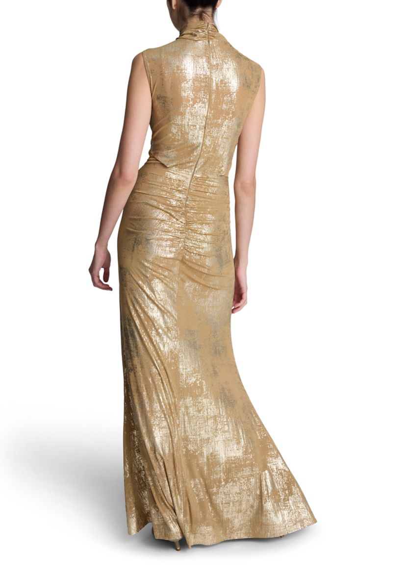 Womens Sleeveless Cutout Metallic Midi Dress