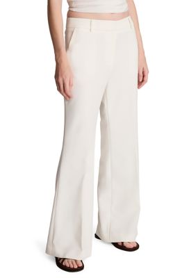 Kenneth Cole Women's Fly Front Mid Rise Flare Pants, White, 14