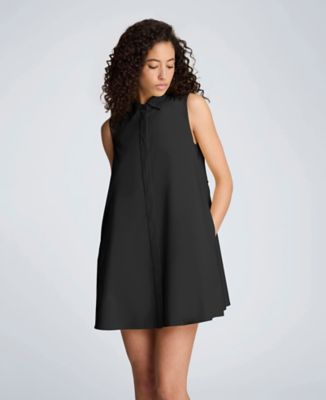 Kenneth Cole Women's Sleeveless Trapeze Mini Shirtdress, Black, 2