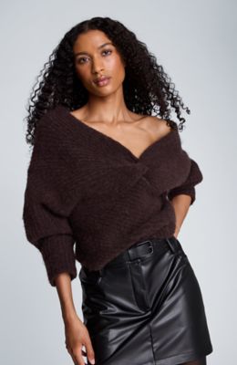 Kenneth Cole Women's Long Sleeve Twist Front Sweater, Medium