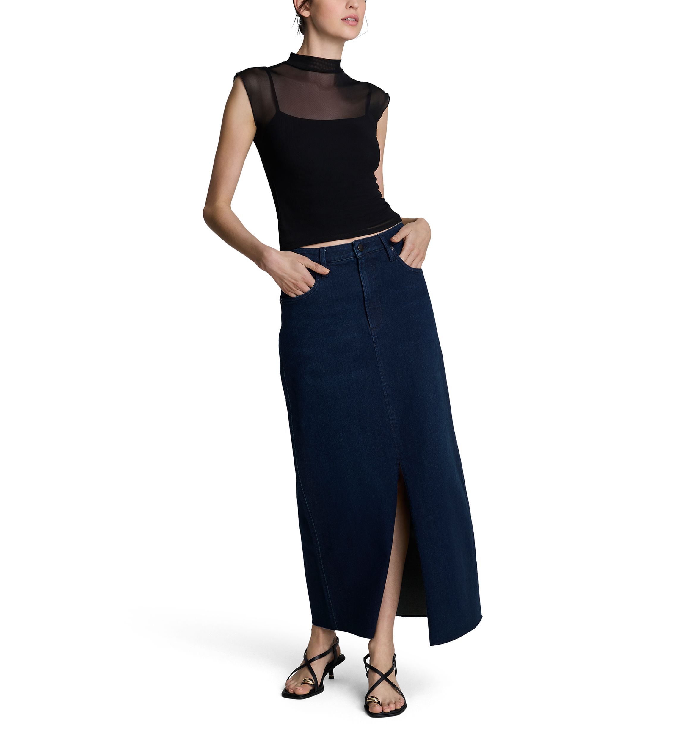 Womens Layered Mesh Mock Neck Top