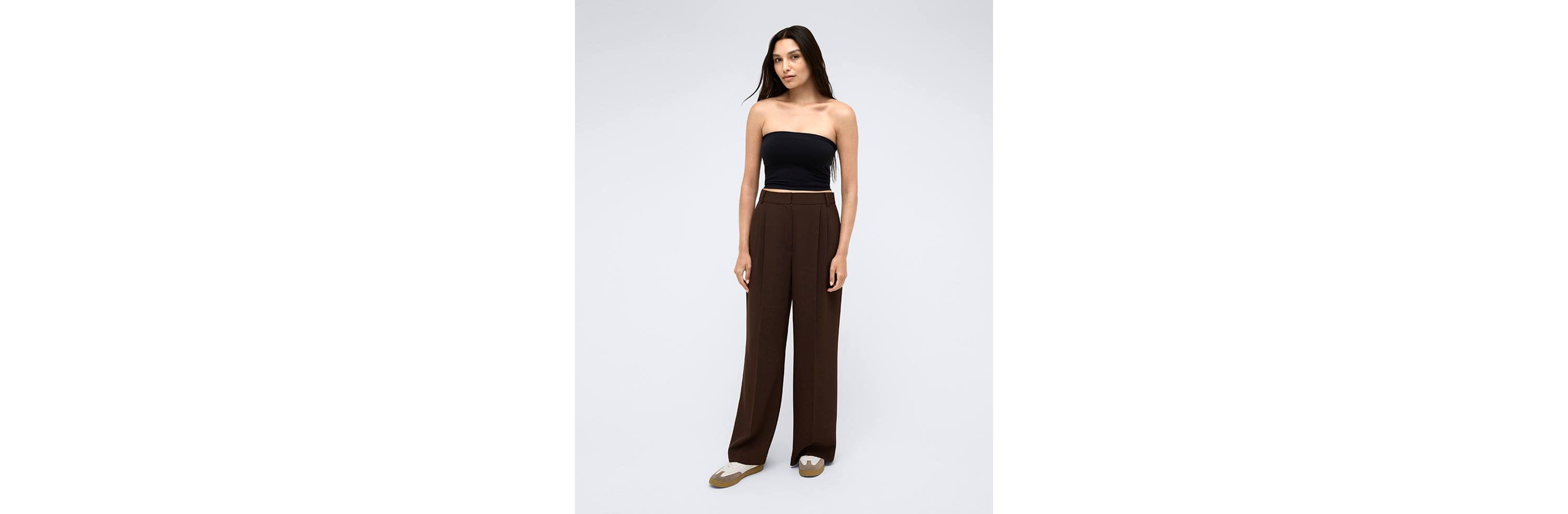 Twill High Rise Wide Leg Trouser