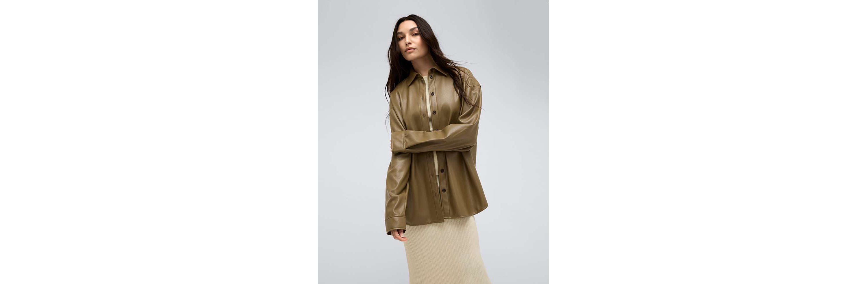 Vegan Leather Oversized Shacket