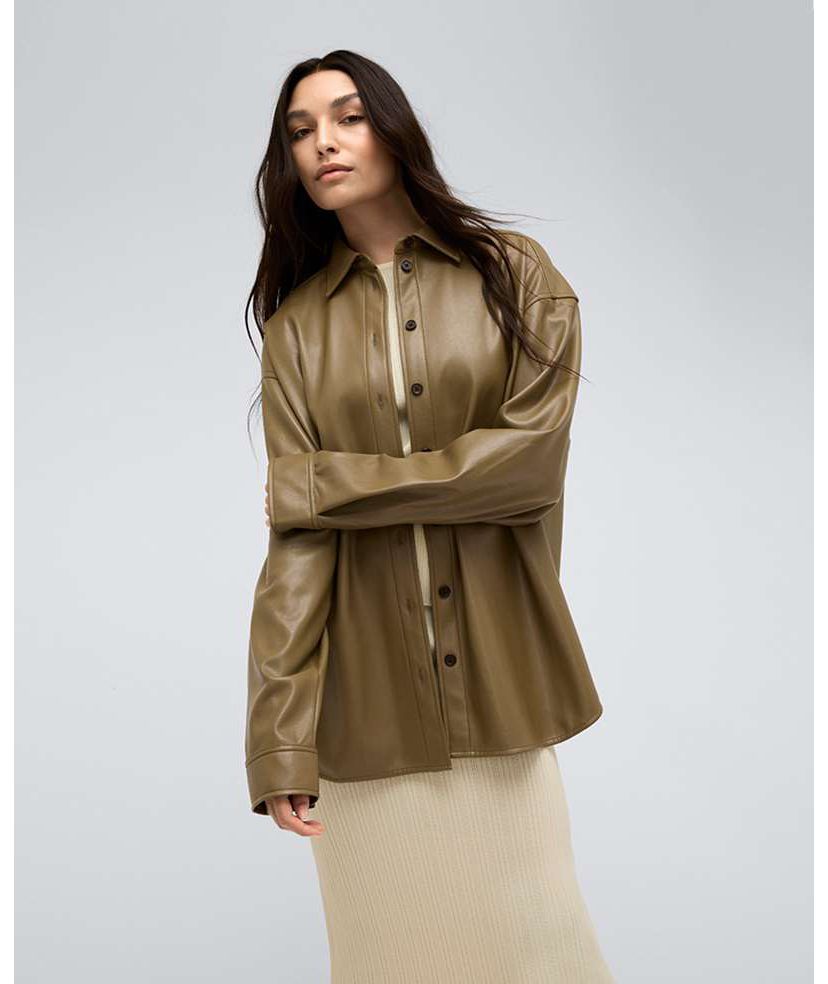 Vegan Leather Oversized Shacket