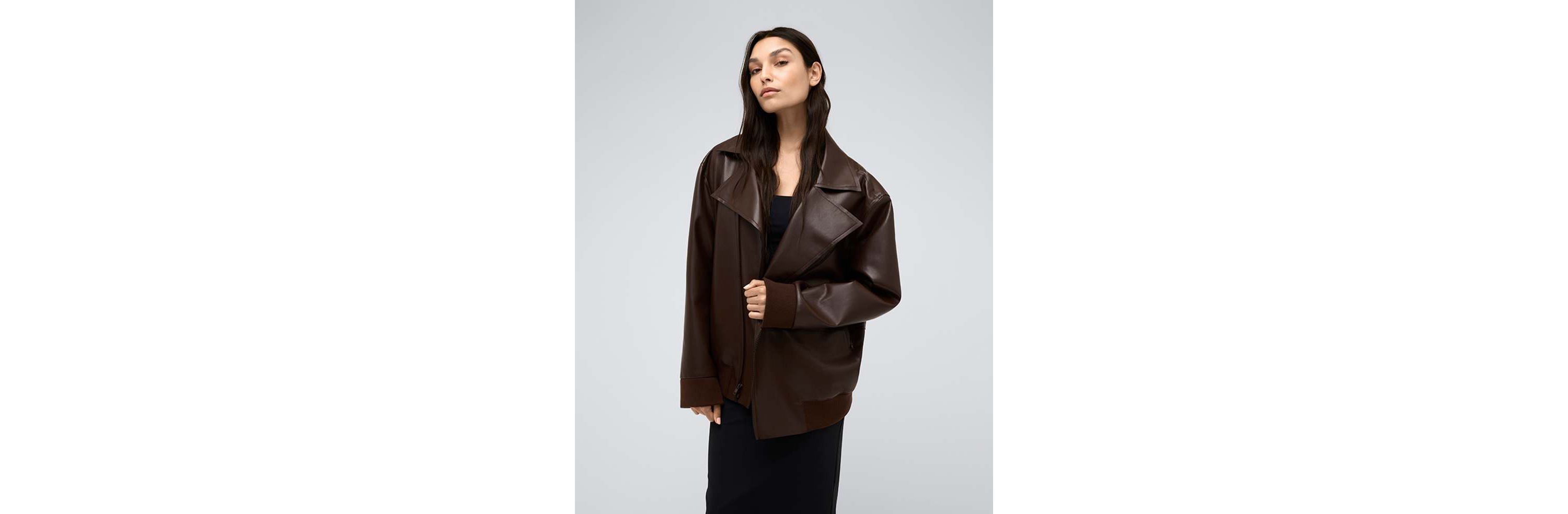 Vegan Leather Oversized Raw Edge Moto Jacket