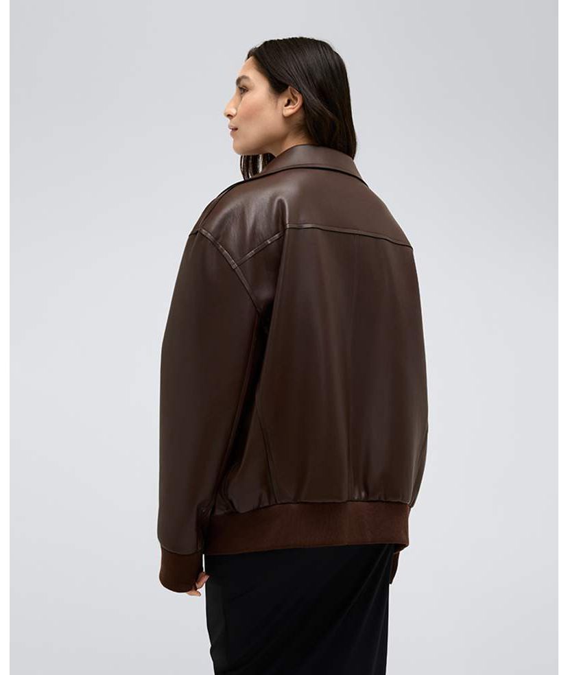 Vegan Leather Oversized Raw Edge Moto Jacket