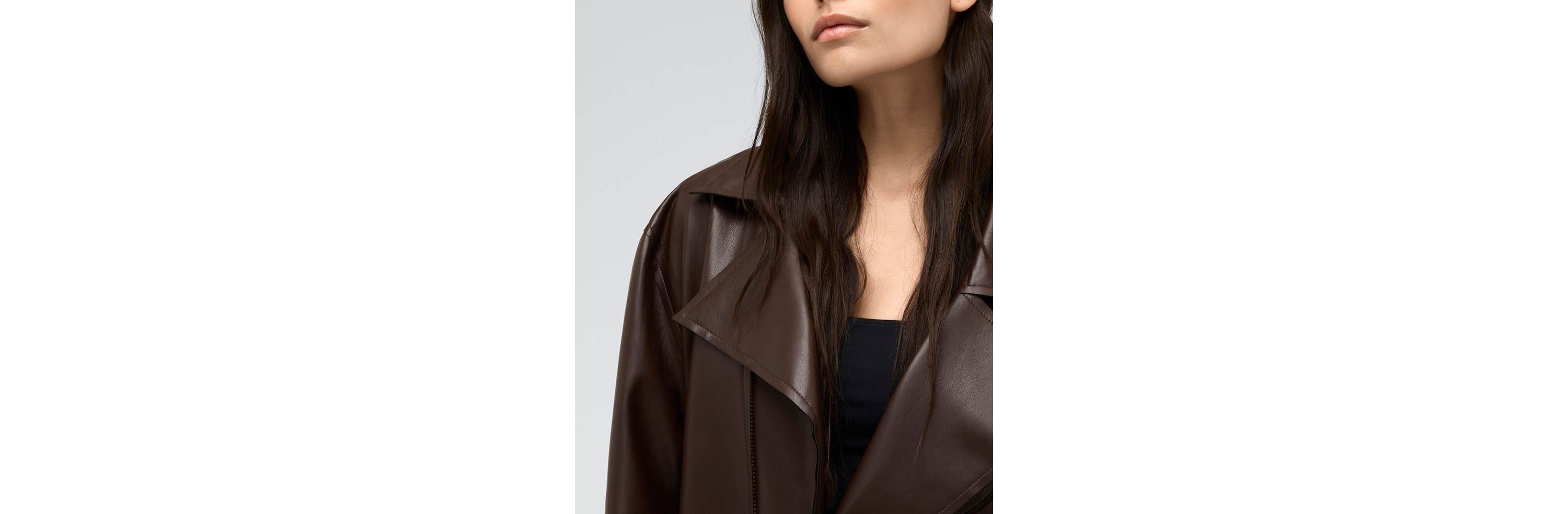 Vegan Leather Oversized Raw Edge Moto Jacket