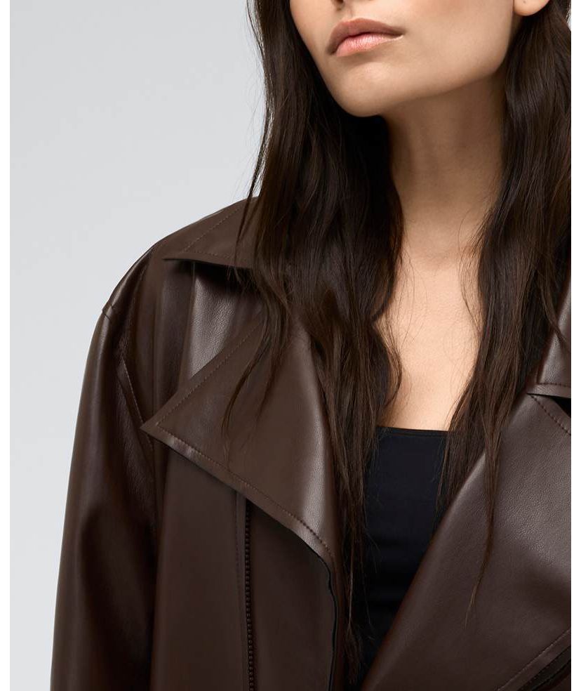 Vegan Leather Oversized Raw Edge Moto Jacket