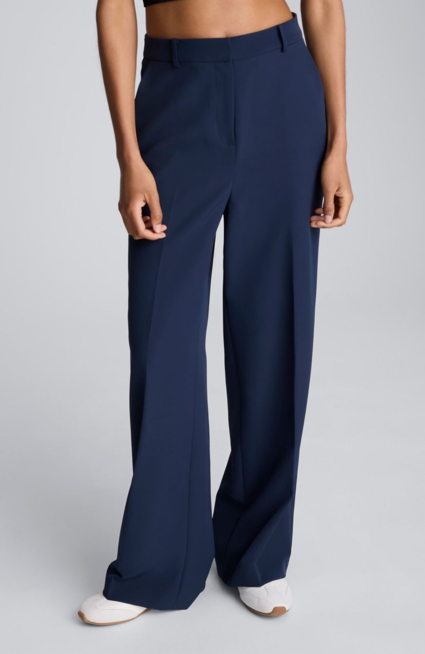 Fly Front High Rise Wide Leg Pant